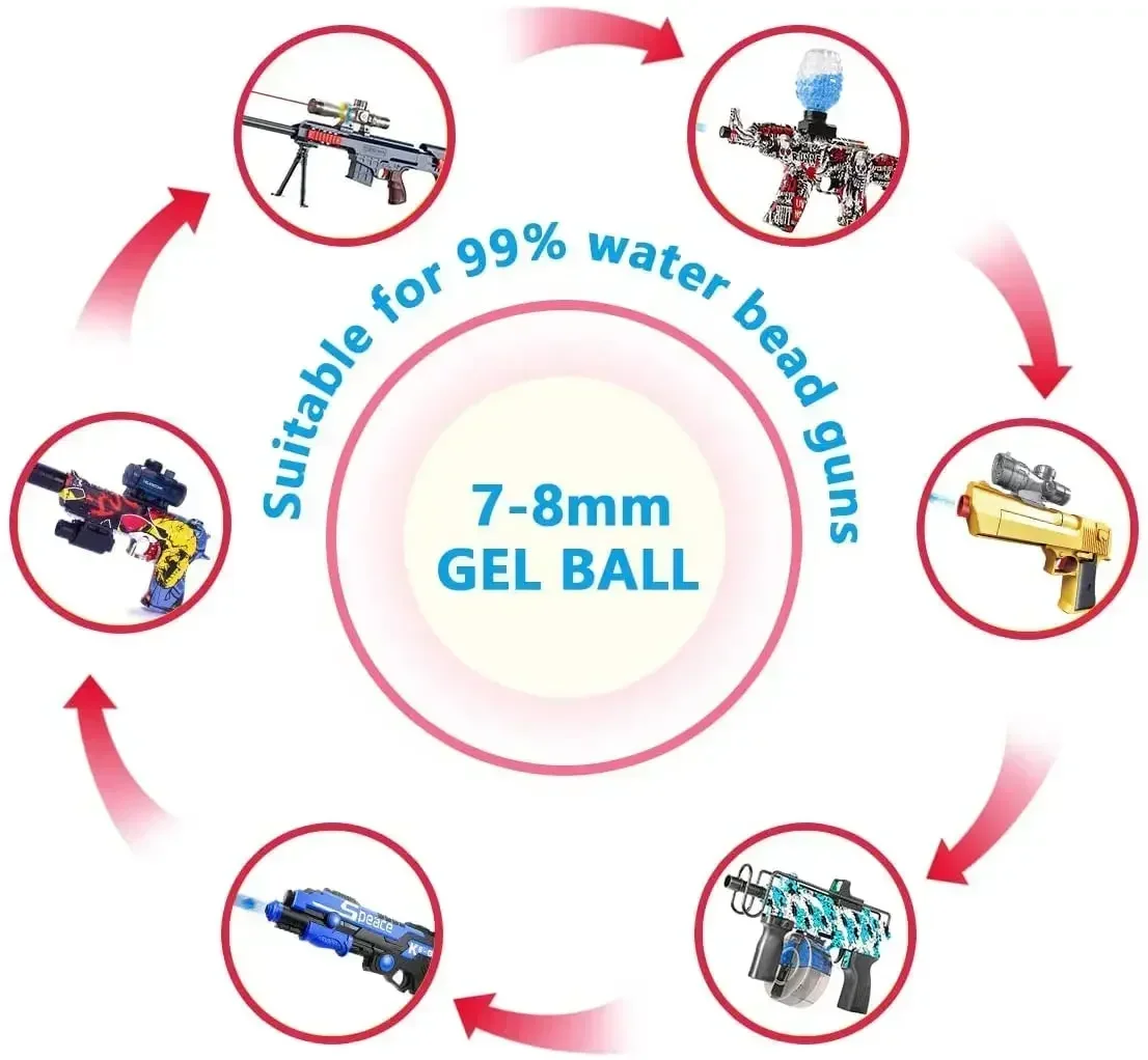 50000 pçs bolas de mármores de água balas crianças pistola de água brinquedo 7-8mm bb pistola tampa armas pelotas brinquedo bombeamento de água accessor