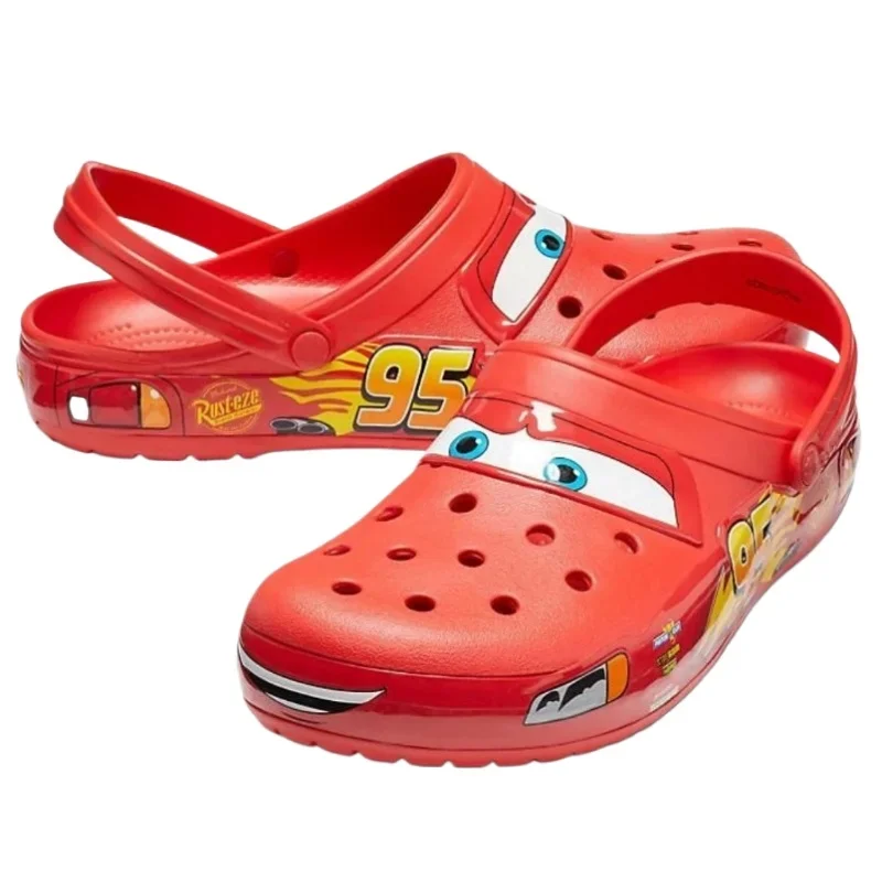 Disney Lightning McQueen Cartoon Baotou Sandals Cartoon Cute Personality Children\'s Anti-Slip Slippers Couple Beach Crocs