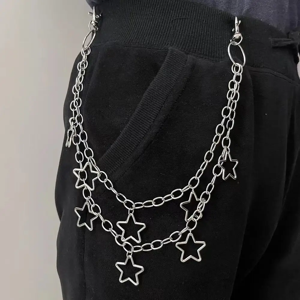 

Fashion Metal Geometric Pendant Pant Chain Y2K Harajuku Pentagram Waist Chain Bag Chain