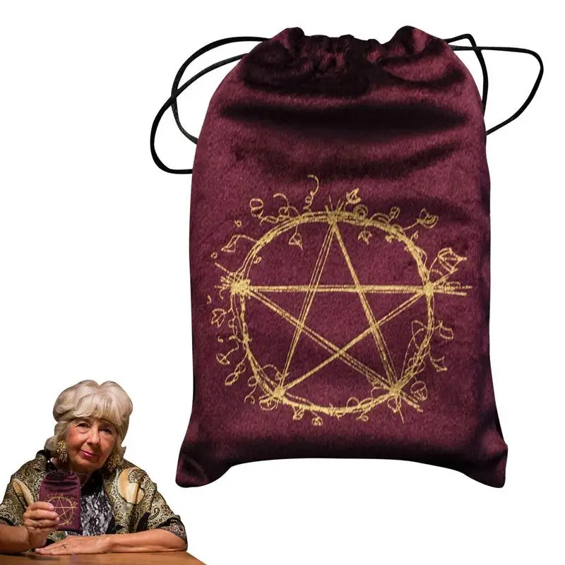 Multi Patterns Velvet Pentagram Tarot Storage Bag Storage Package Bag Divination Drawstring Package Party Christmas Gift Pouch