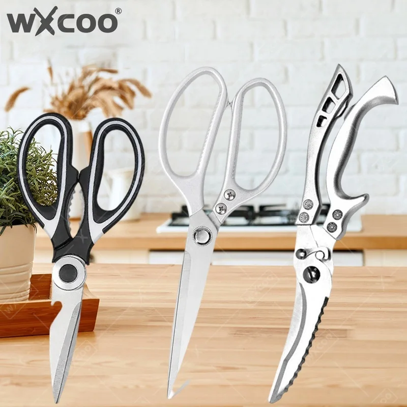 

WXCOO Kitchen Scissors Multifunctional Food Scissors Stainless Steel Cutting Knife Fish Meat Slicing Chicken Bone Scissors