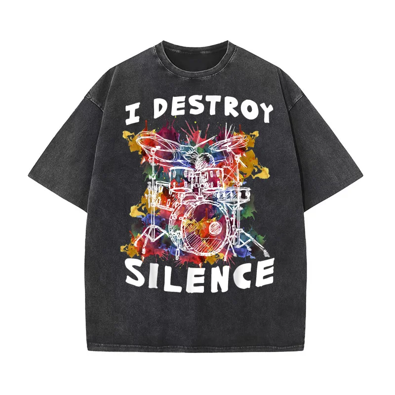 

Drumset Drummer Drumsticks Drum Set Cotton Luxury Brand Men's T-shirts O-neck Tshirt Oversized Art Graphic Clothing Printed