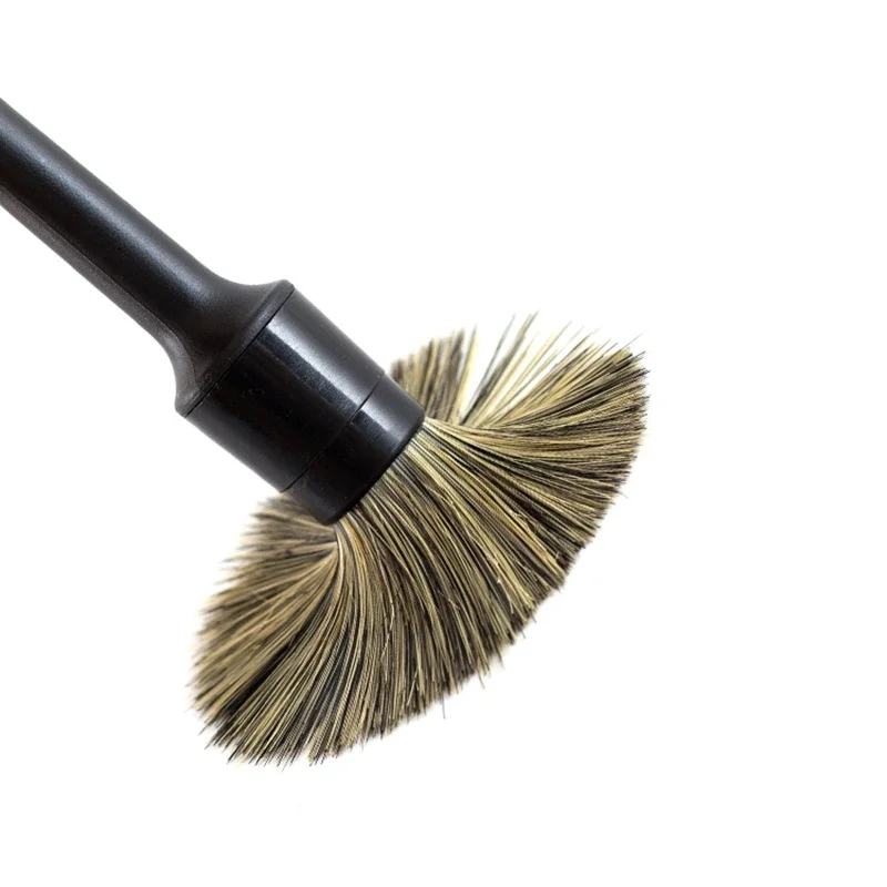 3 Pcs Natural Boar Hair Car Detailing Brush Set Soft Bristle Car Cleaning Brush Kits Tire wheel Wash Exterior Accessories image 4