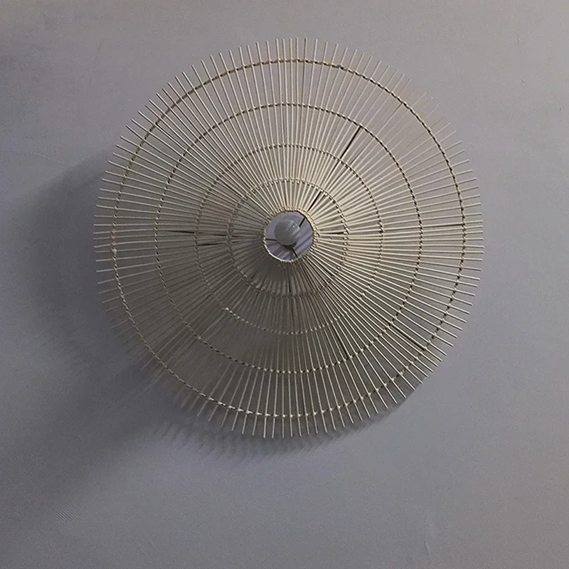 Japanese Wabi Sabi Rotundity Handmade Rattan Weaving Pendant Light Living Room Restaurant Kitchen Hanging Lamp Home Decoration