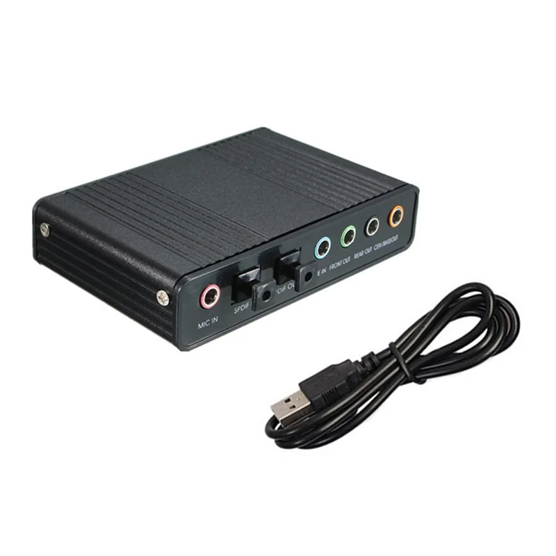 T44C_USB Optical Sound Card 6 Channel 5.1 External Reverb Sound Card Converter 48Khz Sampling Rate Support Win7 Black