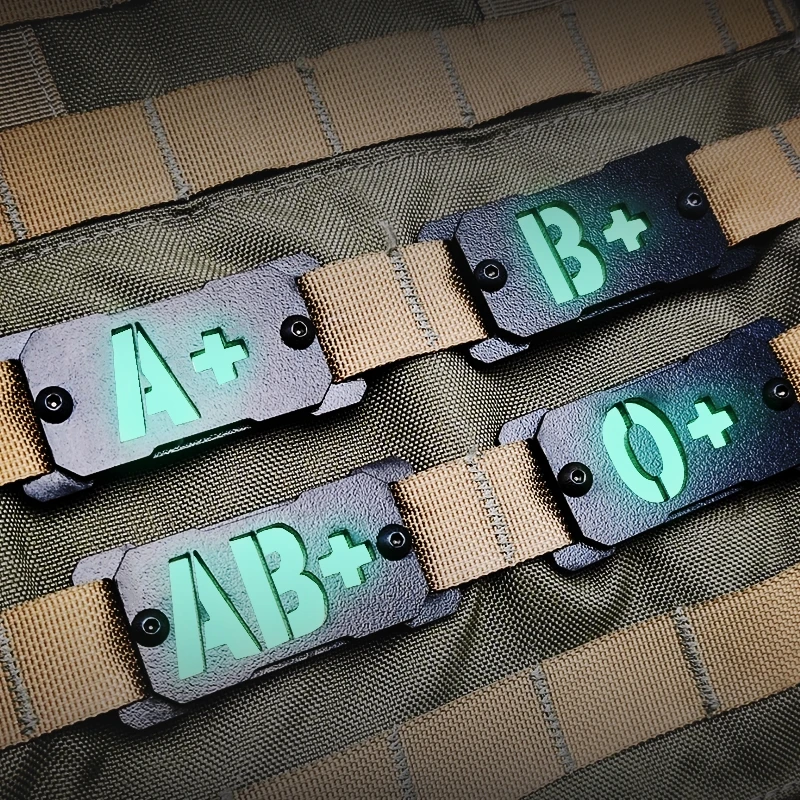 

Blood Type Nightlight Recognition Strips, Tactical Molle Mounted Plastic Accessories, Backpack Luminous EDC Identification Stamp