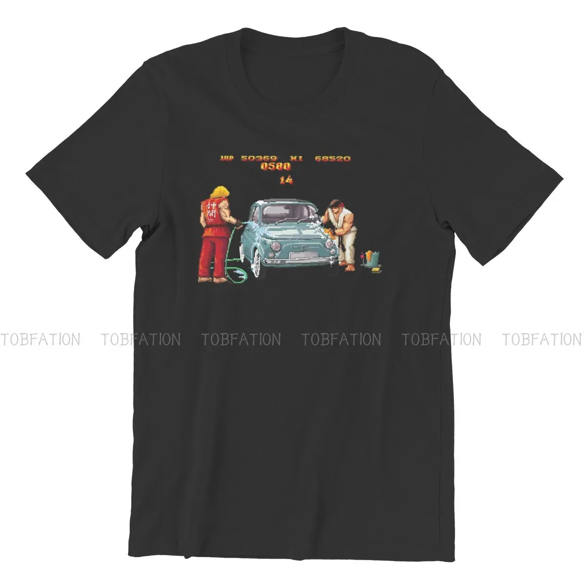 Street Fighters Polyester TShirts Car Wash Design Print Men\'s T Shirt Funny Clothing 6XL