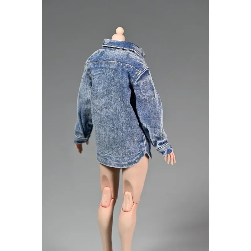 1/6 Scale Female Soldier Loose Workwear Coat Washed Denim Shirt for 12inch Action Figure Accessories Body Doll