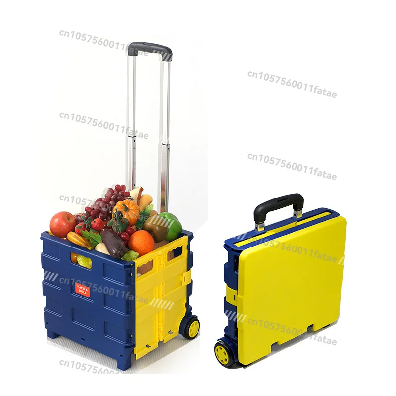 

Luggage Cart Hand-pulled Folding Portable Trolley, Camper Van Supermarket Grocery Shopping Storage Tie Rod