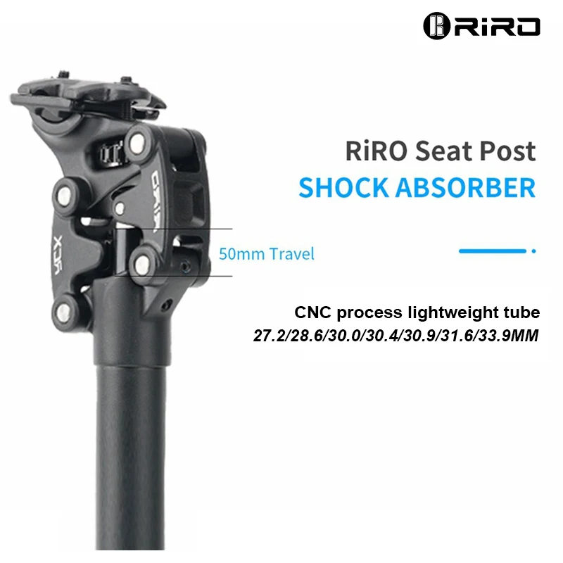 RIRO Suspension Seatpost MTB Shock Absorbing Bike Saddle Tube Ultralight Aluminum Alloy Bicycle Seat Tube 27 2*350MM Bike Part