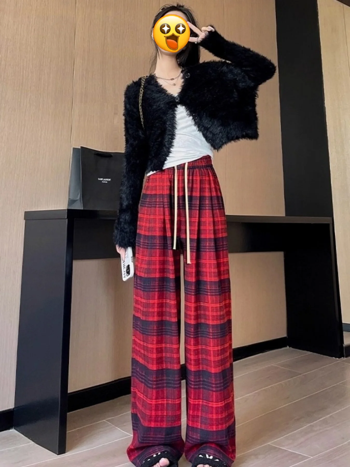 메드라 플래드 캐주얼 팬츠 여성용, 겨울 빈티지 하이 스트리트 레이지 스타일 트렌디 스트레이트 레그 다용도 와이드 레그 스포츠 루즈 통기성 캐주얼 스포츠 롱 팬츠 플리스 안감 및 두꺼운 소재