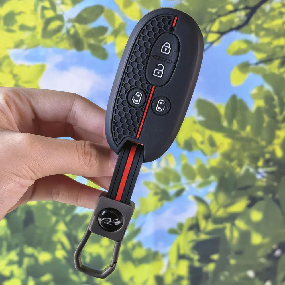 Racing Key Fob Case With Keychain For Suzuki Palette Solio MR Wagon Hustler Alto Lapin Every Spacia Silicone Key Protector