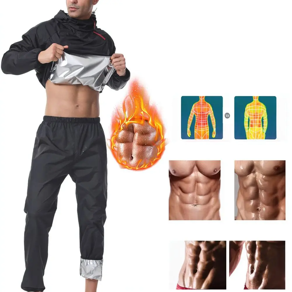 Mens Hooded Sauna Suit For Fitness Sportswear Lightweight Breathable Running Gym Training Exercise Workout Tracksuit