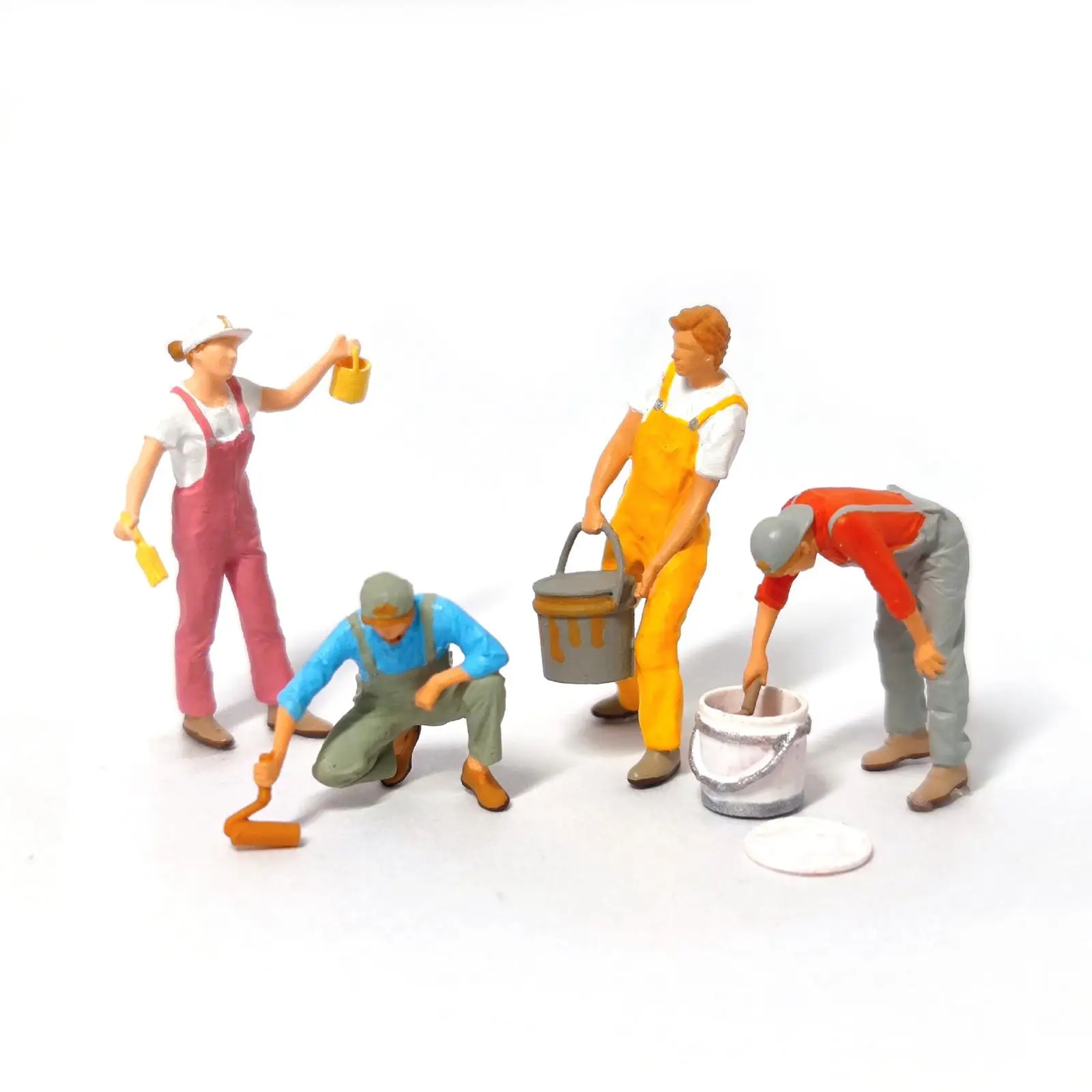 2x handgeschilderde 1:87 miniatuur mensen beeldjes, kleine mensen schilder mensen speelgoed desktop decor voor micro landschap tafel scène