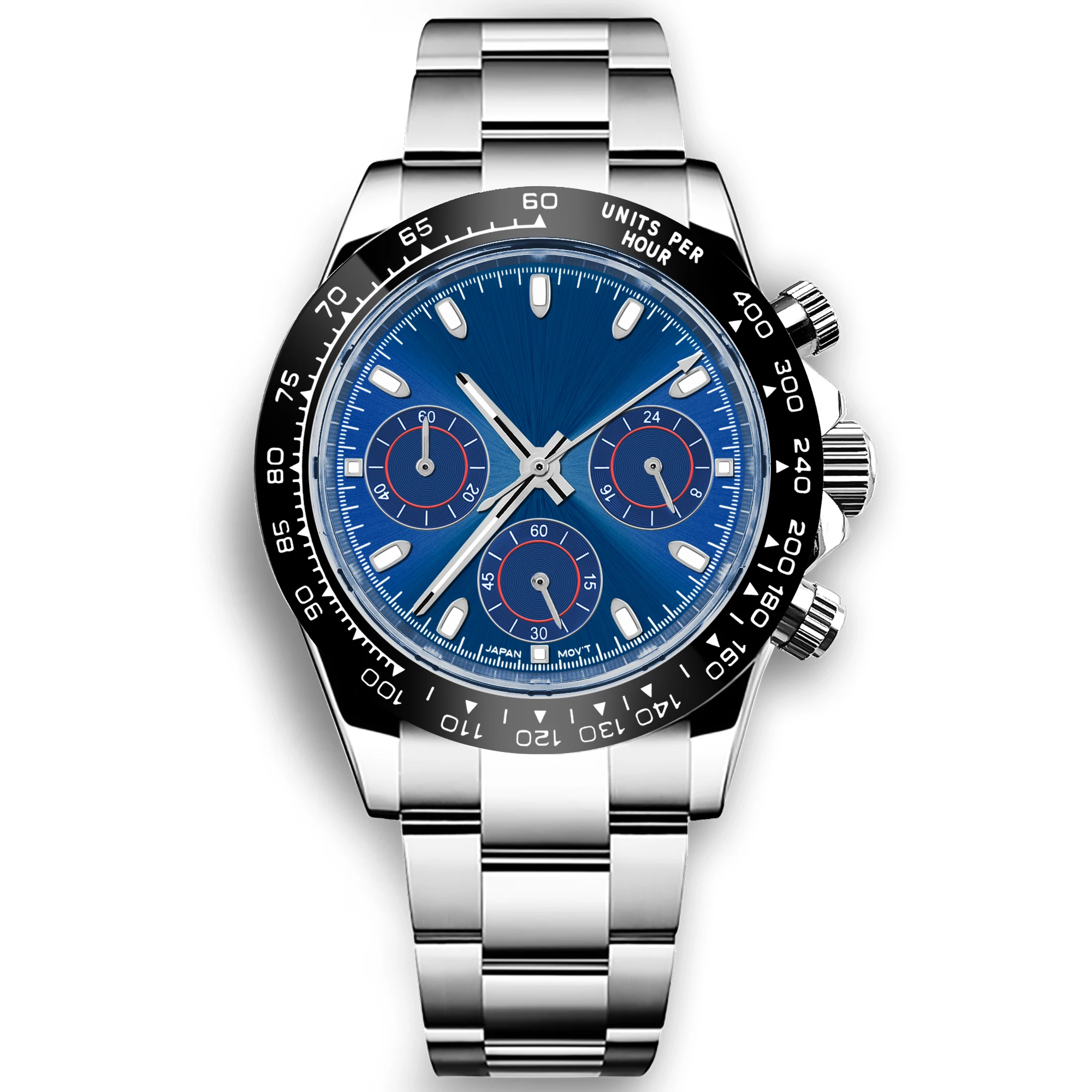 Benutzerdefiniertes Logo Panda-Zifferblatt Daytona Homage Uhr 40mm Edelstahl Saphirglas Keramik-Lünette Quarzwerk Luxus Herrenuhr RELOJ – Detail 13