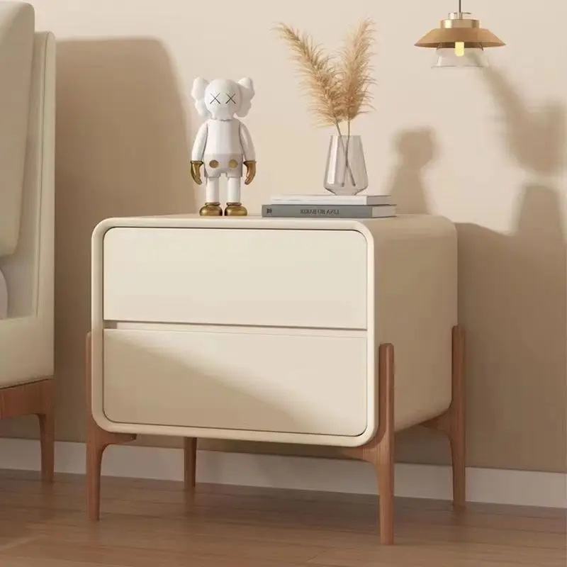 Bedside tables, bedrooms, home light luxury, minimalist multi-functional home bedside tables, cream wind storage cabinets