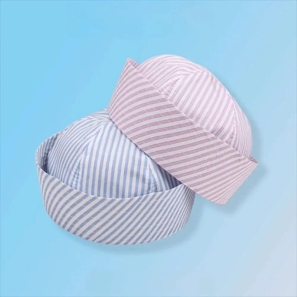 Fashion Y2K Stripe Sailor Hat Blue Striped Cute Navy Hat Polyester Solid Color Painter Hat Stage Performance