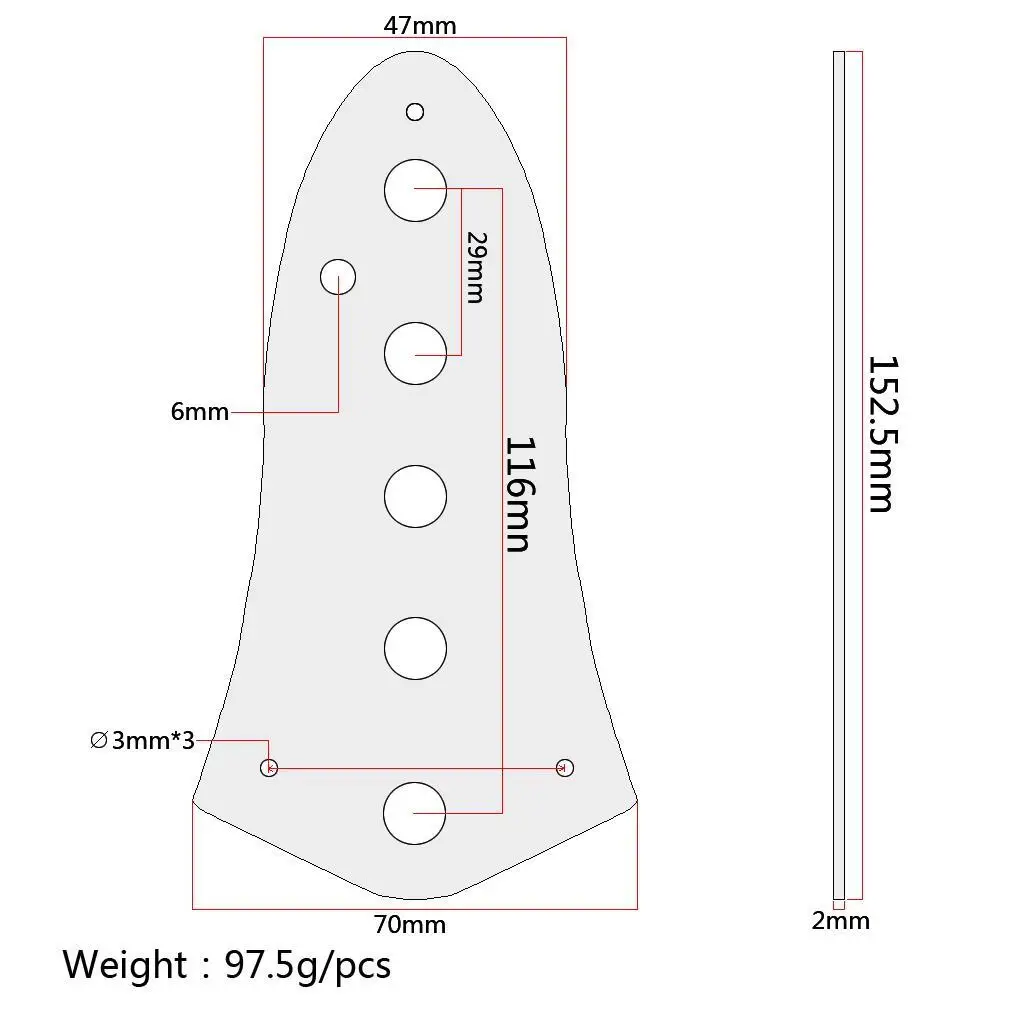 Shiny Steel 5 Holes Control Plate for Jazz Bass Control Plate Guitar Chrome