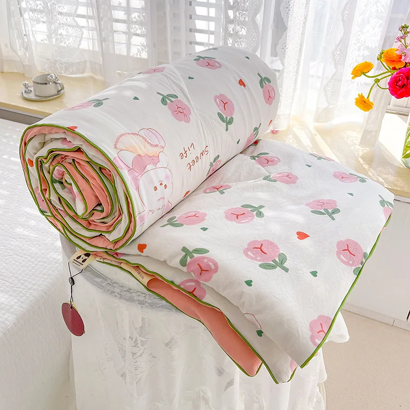 

Spring Summer Air Conditioning Quilt Blanket Bed Cover Soybean Fiber Quilted Comforter 150X200/200X230CM Single Bed King Queen