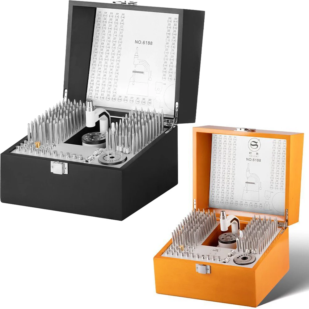 

High-Precision Watch Repair Tool Including 130pcs Punch Punch Base Balance Staff Disassembly Tools Set for Swing Wheel and Shaft