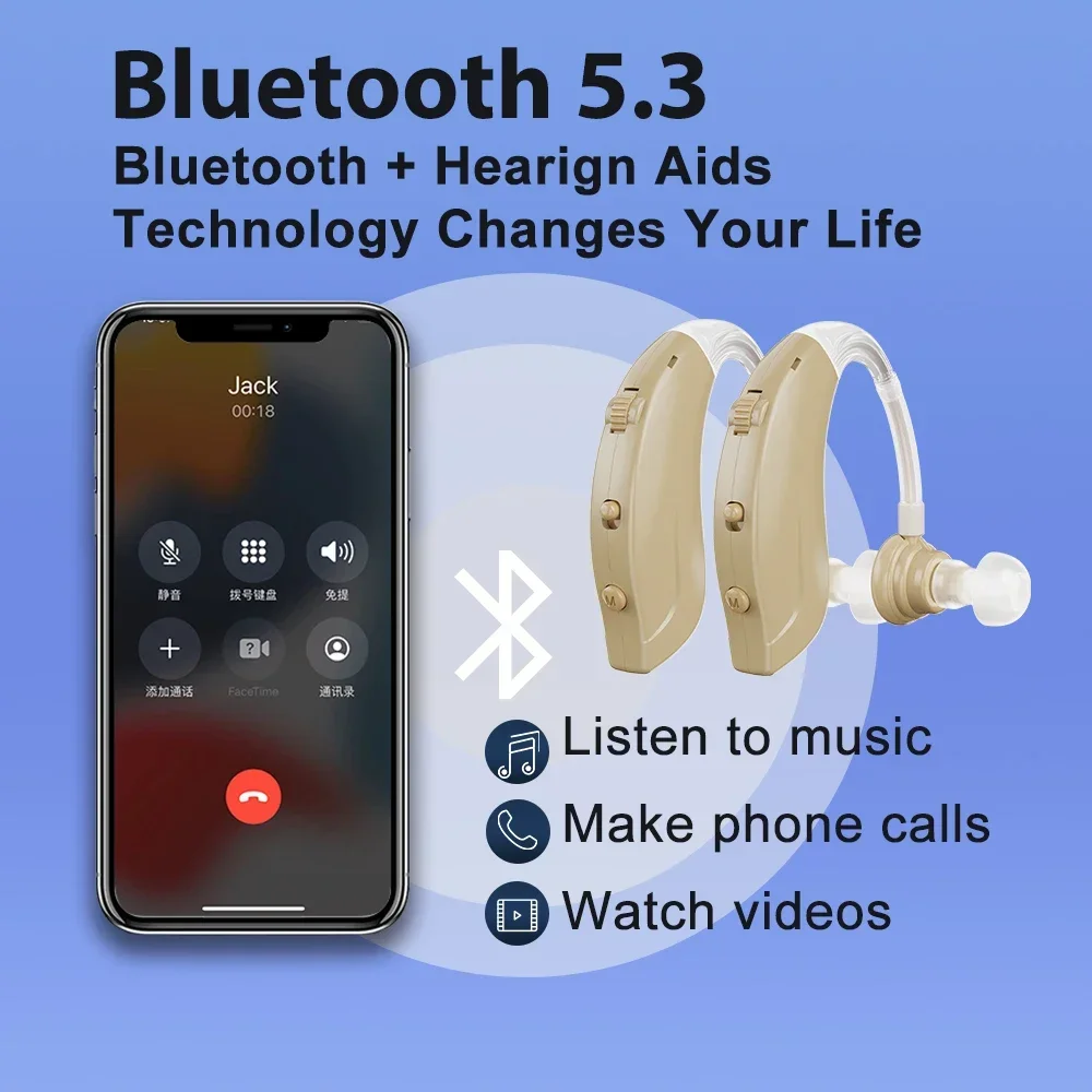 bluetooth補聴器アンプusb充電サウンドデバイスボリュームコントロール調整可能なトーンロス補正