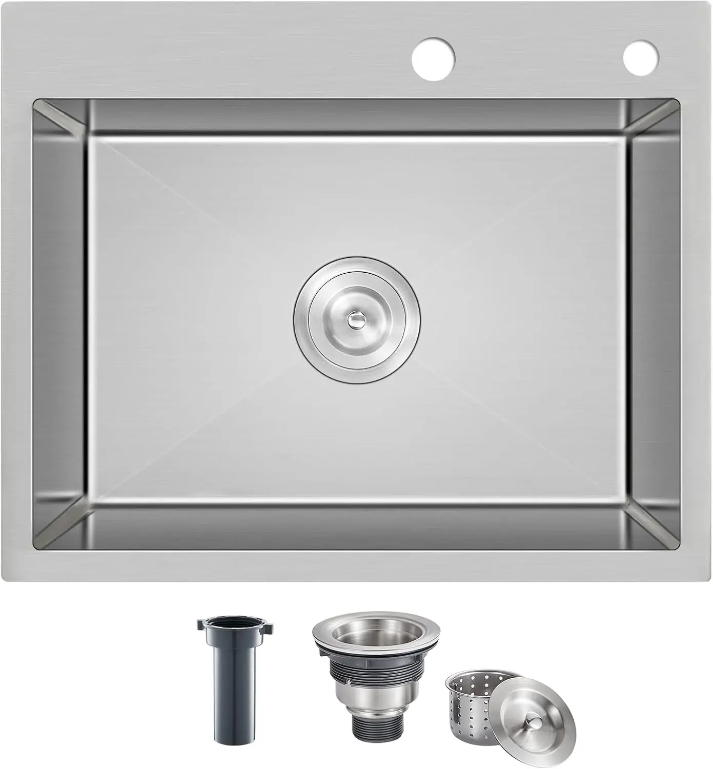 Radius Kitchen Sink, Stainless Steel Handmade Single Bowl