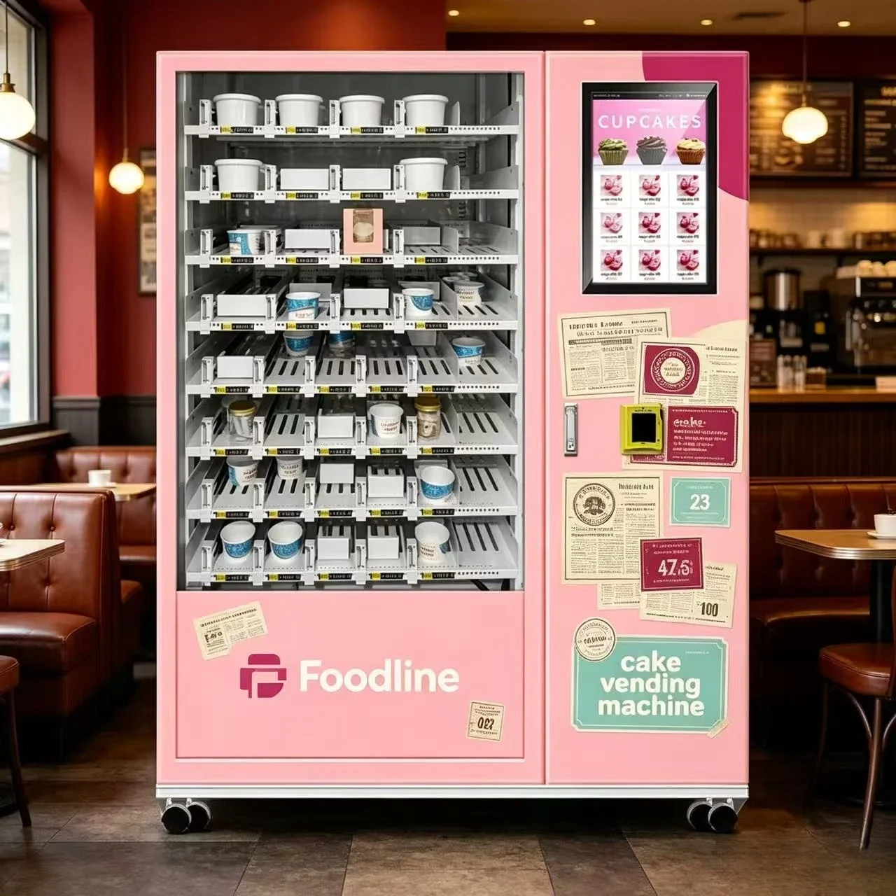 FL Commercial Cake Vending Machine With 8 Shelves Automatic Mini Cakes Dispenser Self-Service Fresh Pastry Supplier