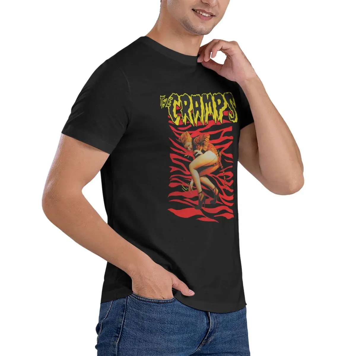 Vintage 80S T-Shirt Men The Cramps Novelty Cotton Tee Shirt Round Neck Short Sleeve T Shirts Birthday Present Tops