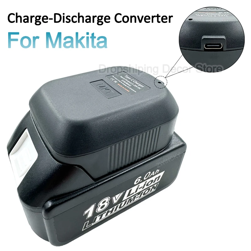 Charge-Discharge Converter Type-C Adapter For Makita 18V Li-ion Battery BL1830 BL1430 BL1850 Portable Type-C Power Bank Charging