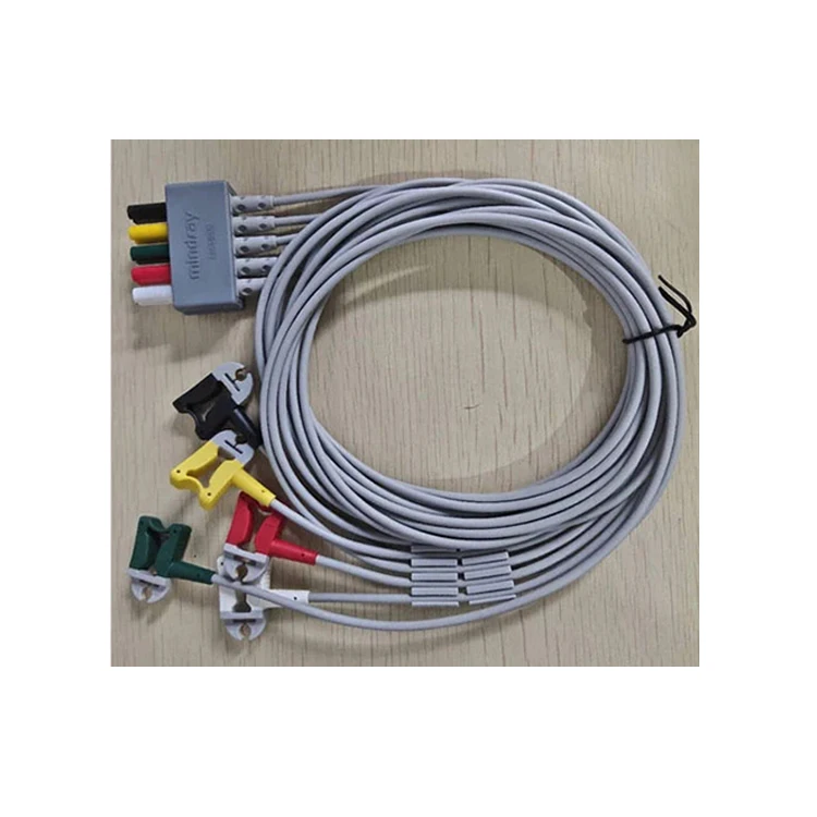 Compatible Mindrays EL6504A 5 Lead Adult IEC Clip-on ECG Extension Lead Cable 0010-30-4273
