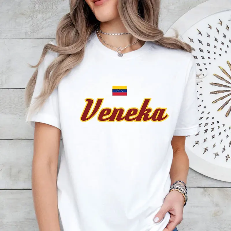 Venezuela Flag Shirts Latina Heritage Tee Christmas Gift Idea Venezuelans Gift Her Vintage Classic Streetwear O-neck Short-sleev