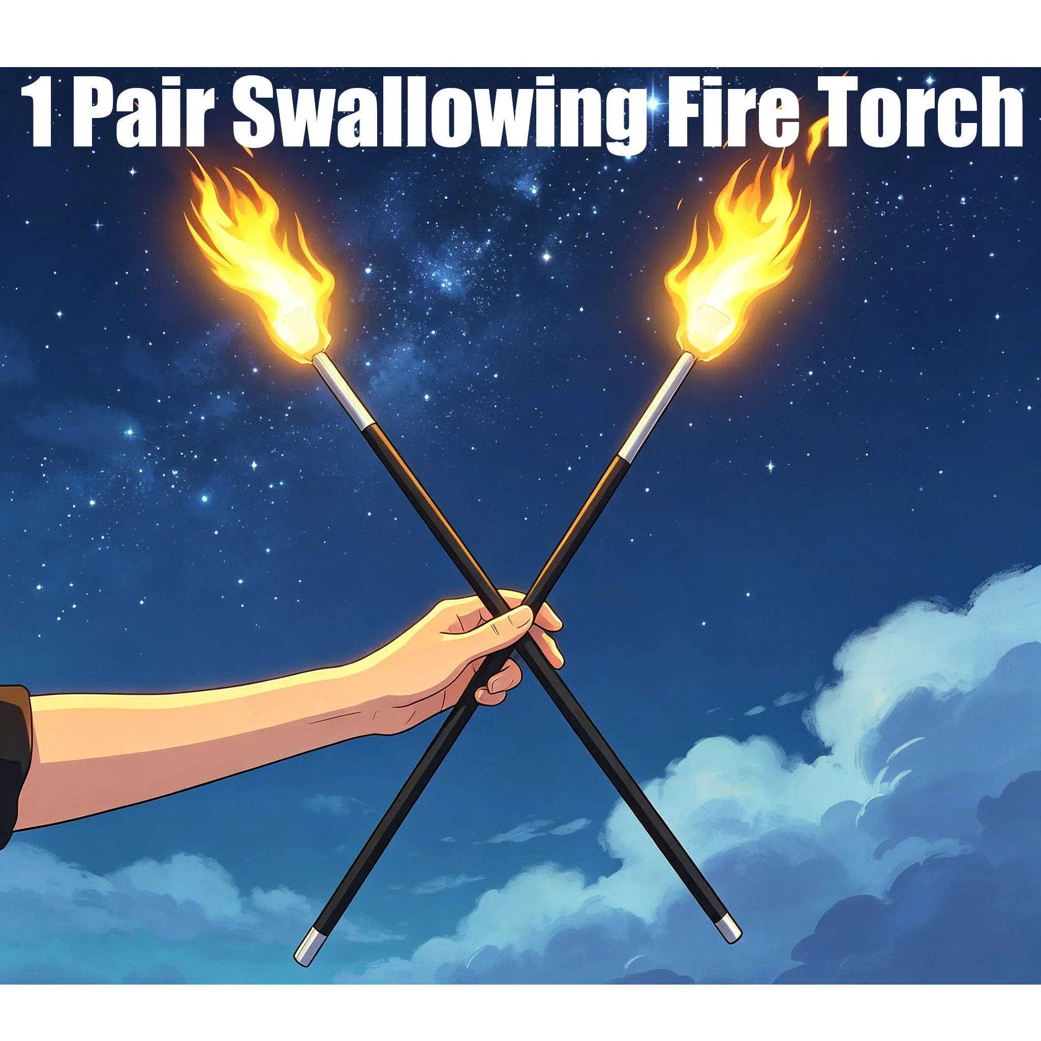 1 Pair Swallowing Fire Torch Acrobatic Performance Swallowing Torches By Mouth Magic Tricks Magician Bar Illusion Magic Props