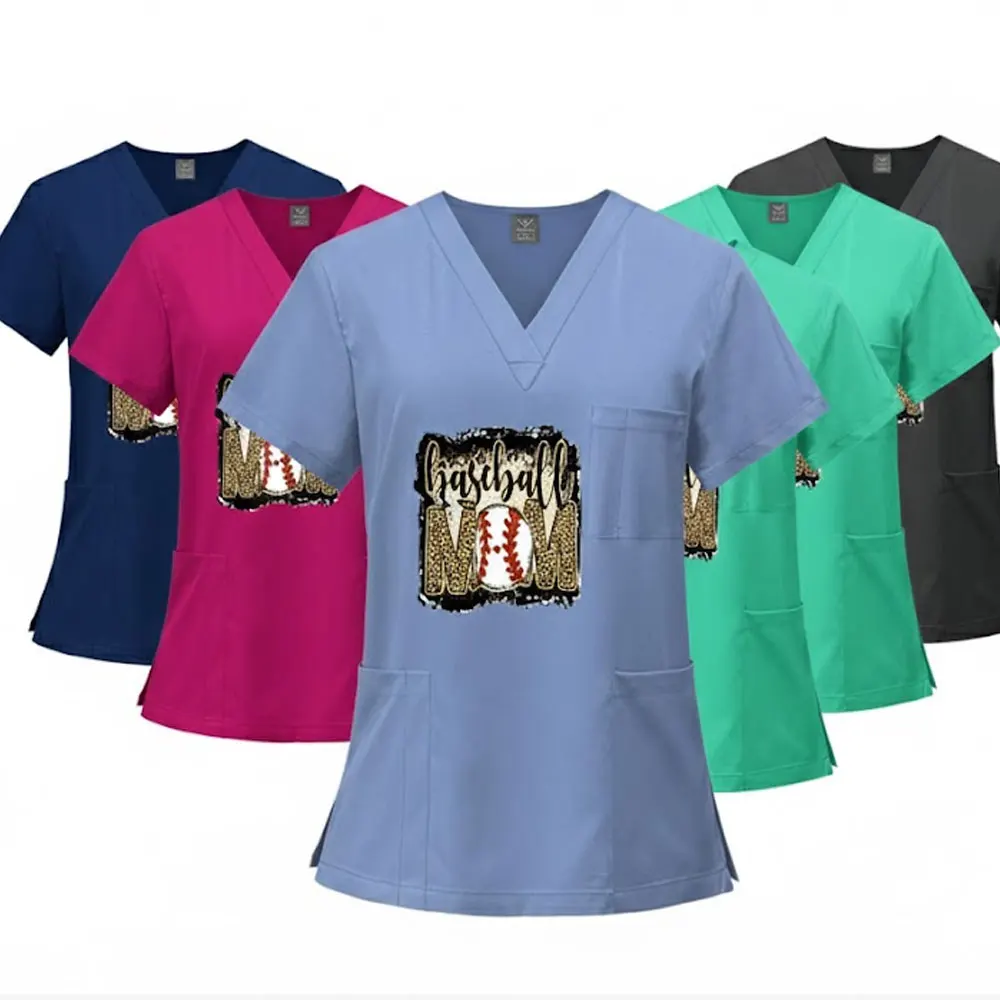 Sanitaire sneldrogende klinische scrubs: unisex chirurgische kleding met aangepaste print |   Vloeistofbestendige uitrusting voor dierenziekenhuis en mondchirurgie