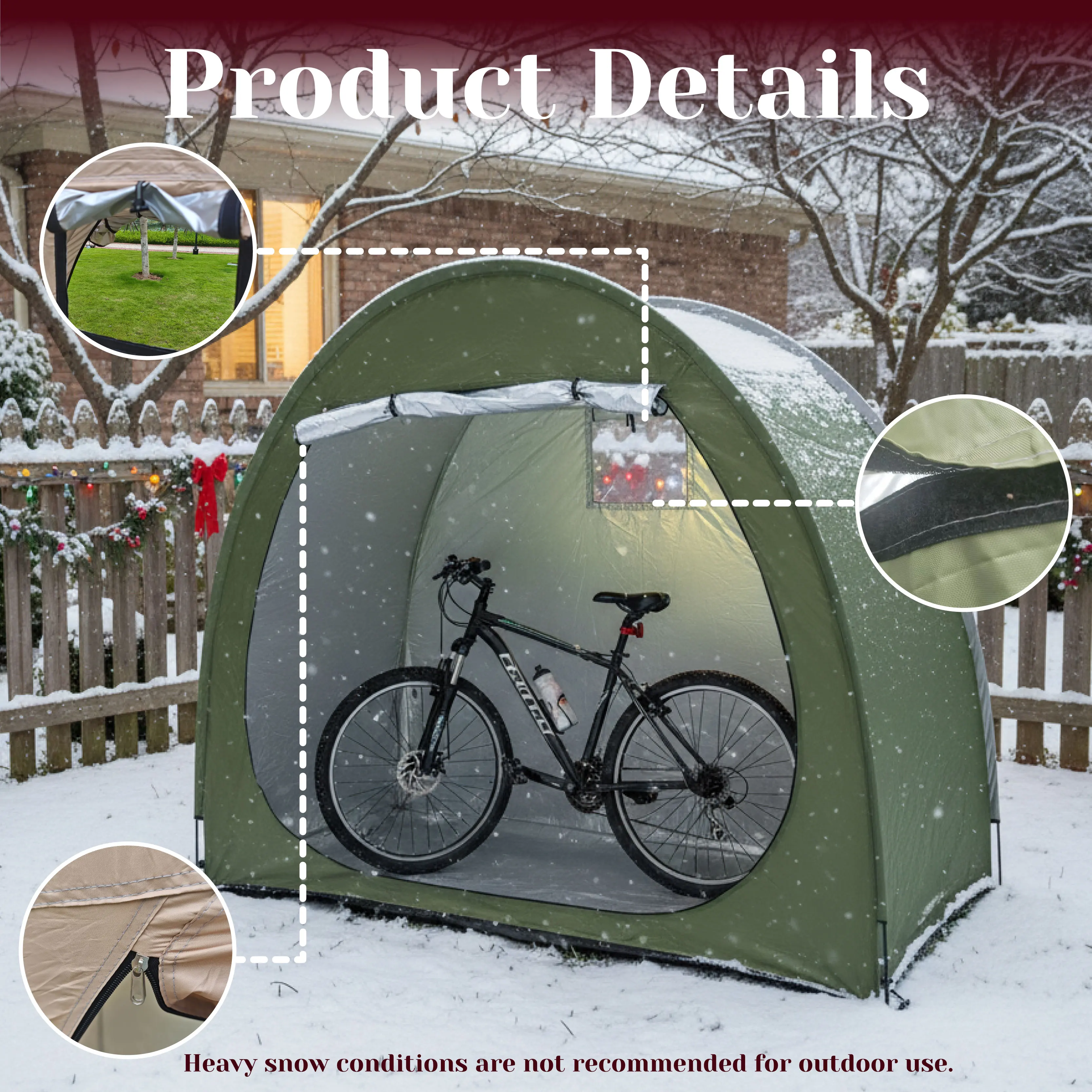 1 Pack Flexible Portable Bike Storage Shed, Fold‑able Shelter for Home Users, Backyard Patio Bicycle Storage Tent House