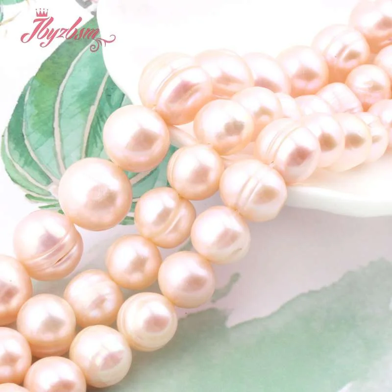 Natural Freshwater Pearl Pink Nearround Loose Stone Beads For Necklace Bracelet DIY Jewelry Making Strand 15 Inch Free shipping