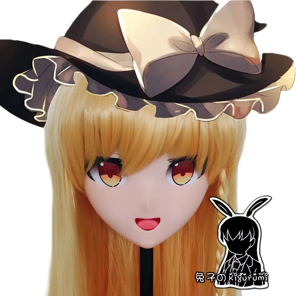 (R-Mask 02) Full Head Resin Cosplay Anime Touhou Project Kirisame Marisa Kigurumi Mask BJD Crossdresser Doll Transgender Mask