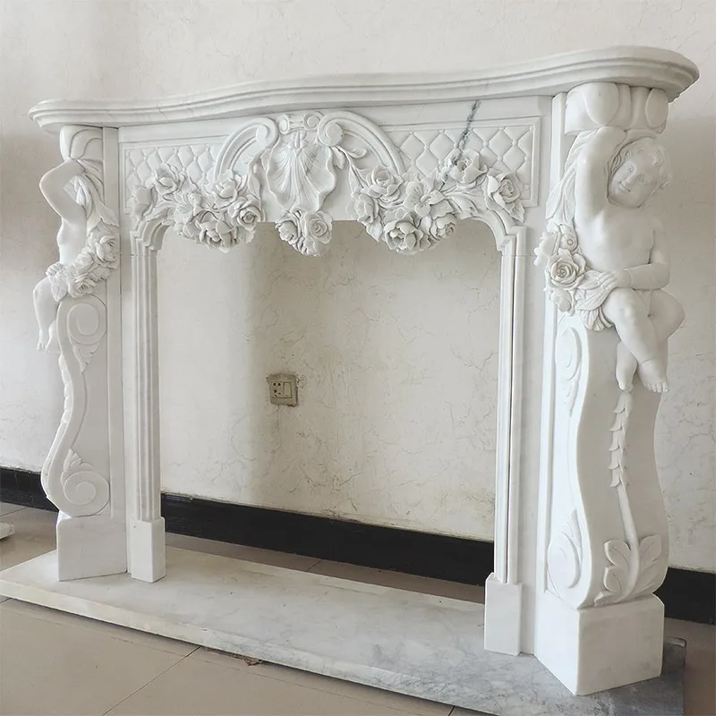 Customized Natural Marble Fireplace European and American TV Cabinet Indoor Stone Decoration Ornament French Stone Stone Carving - view 3