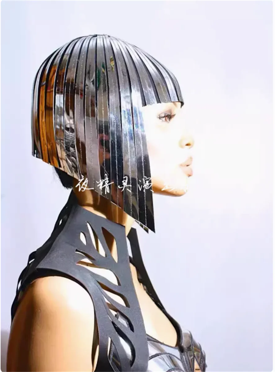 Future Space Female Warrior Cool Reflective Mirror Wig