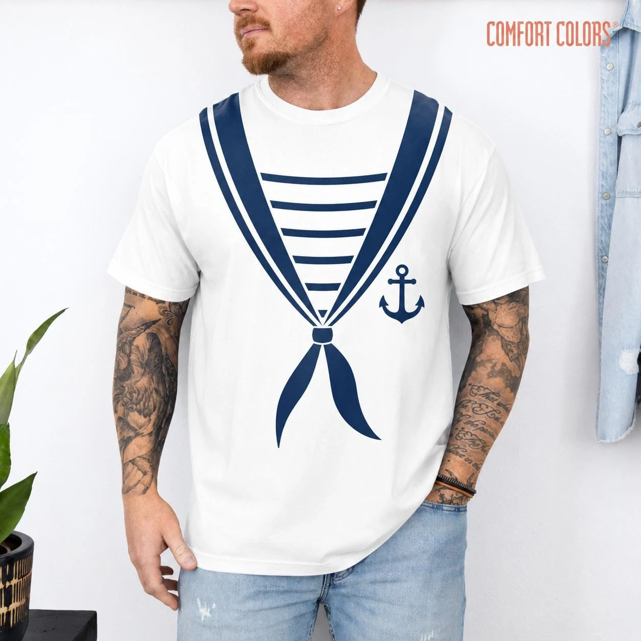 Vintage Nautical Sailor T-Shirt, Sea Costume Shirt, Summer Shirt, Cruise Vacation Outfit, Coastal Beach Vacation Tee