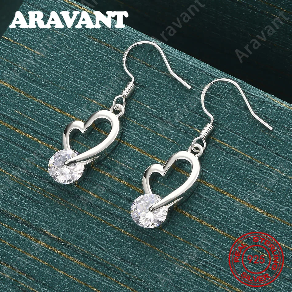 Herzförmige Zirkonia-Ohrringe aus 925er Sterlingsilber, Vintage-Stil, personalisiertes Zubehör, Geschenke, Schmuck