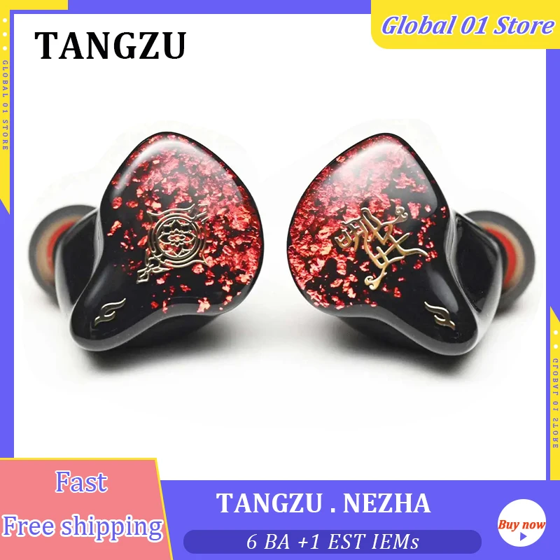 TANGZU NEZHA 6 BA +1 EST In ear Monitor Earbuds Multi-Drive Wired Earphones IEM 0.78mm 3.5+4.4mm Cable Hybrid Driver Headest