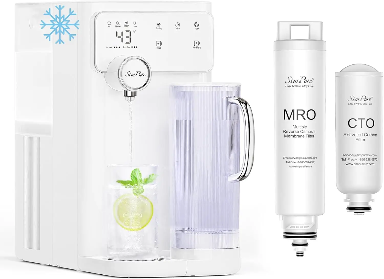 

Y10C UV Cold Water Reverse Osmosis Water Filter Countertop (Comes with One Set Extra Replacement Cartridge)