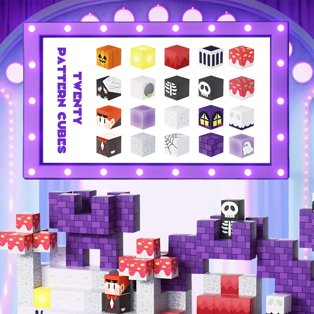 Blocchi magnetici a tema giorno di Halloween, cubi magnetici, giocattoli magnetici, regali perfetti di compleanno, Natale, Halloween