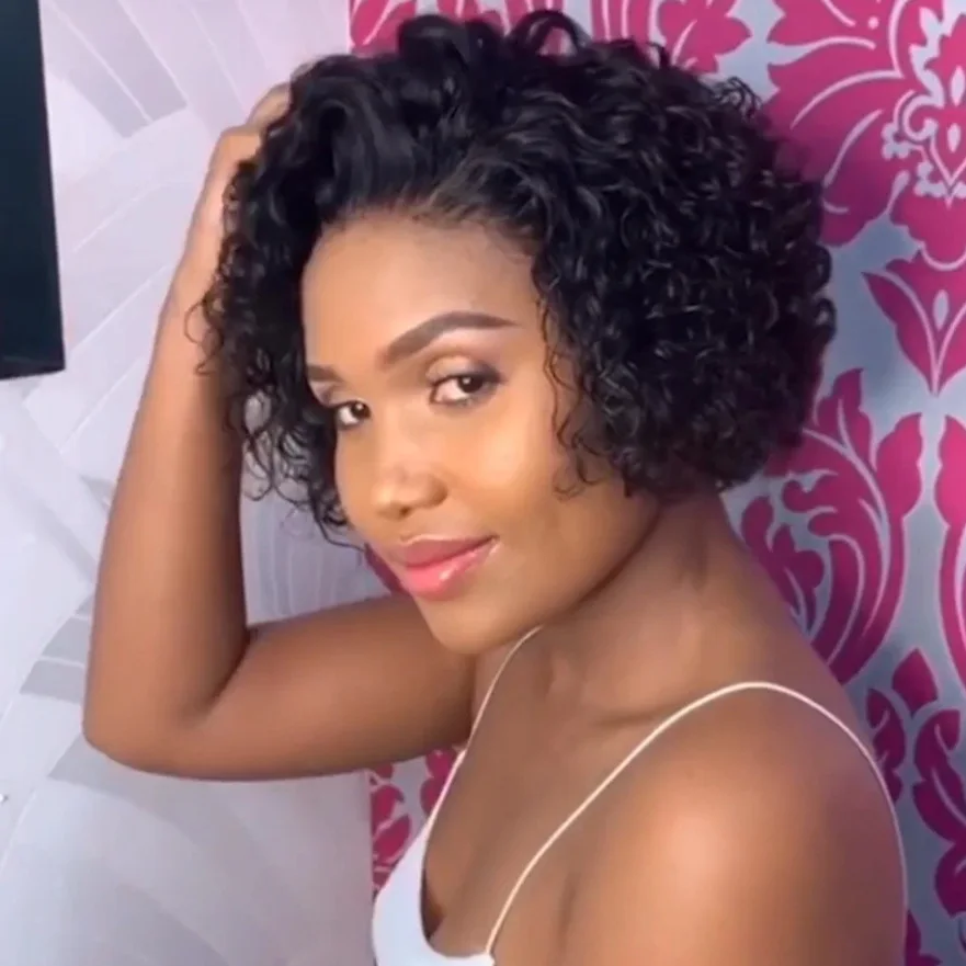 

African Wig HAIR Wig Ladies Short Curly Hair Partial Parting Mechanism Chemical Fiber Headgear Xunpu Exploding Head Wig