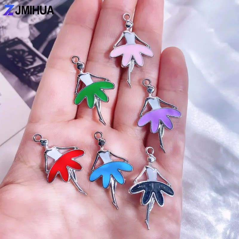 15pcs Enamel Charms Ballet Dancers Pendants Charms For Jewelry Findings Accessories DIY Handmade Making Necklaces Dancer Gifts