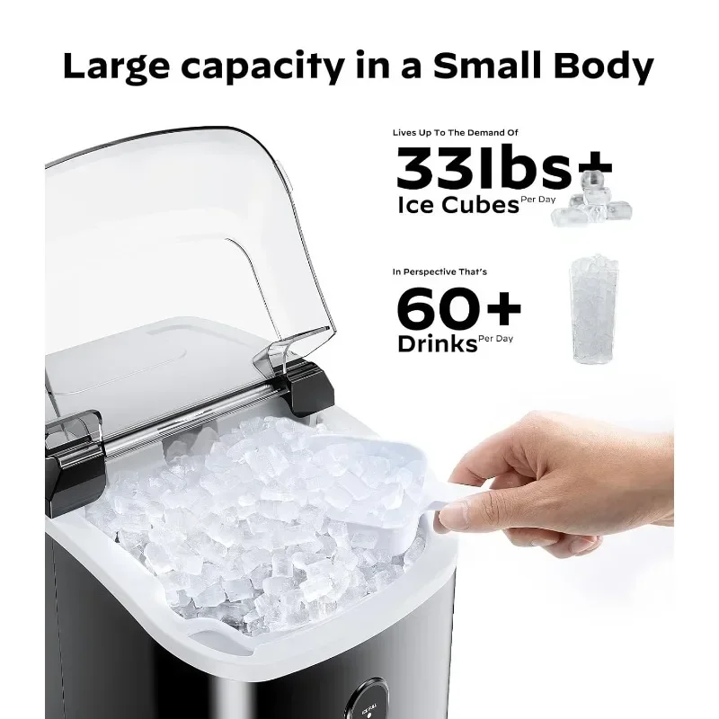 Portátil Silon Nugget Ice Maker, máquina de gelo da pelota, bancada, casa, cozinha, escritório