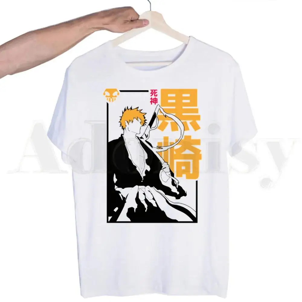 Japońskie Anime wybielacz Manga Ichigo Kuchiki Byakuya T Shirt męski moda damska Harajuku Streetwear krótki rękaw Plus rozmiar Unisex