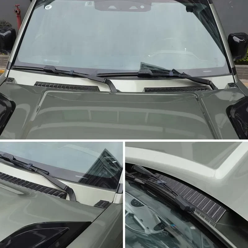 Real Carbon Fiber For Land Rover Defender 90 110 130 2020-2025+ Car styling front windshield rain sink cover sticker accessories