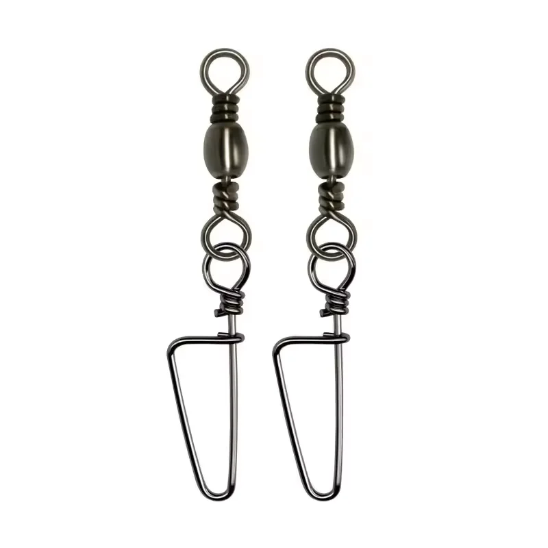 

TOPIND 100 pcs/bag Fishing Swivel Snap High Strength Barrel Fishing Swivel with Coastlock Snap