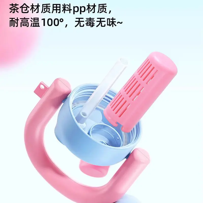 Ins Высококачественная двойная чашка для питья с большим животом для девочек, большая емкость, портативная, устойчивая к высоким температурам, пластиковая чашка с космической соломой